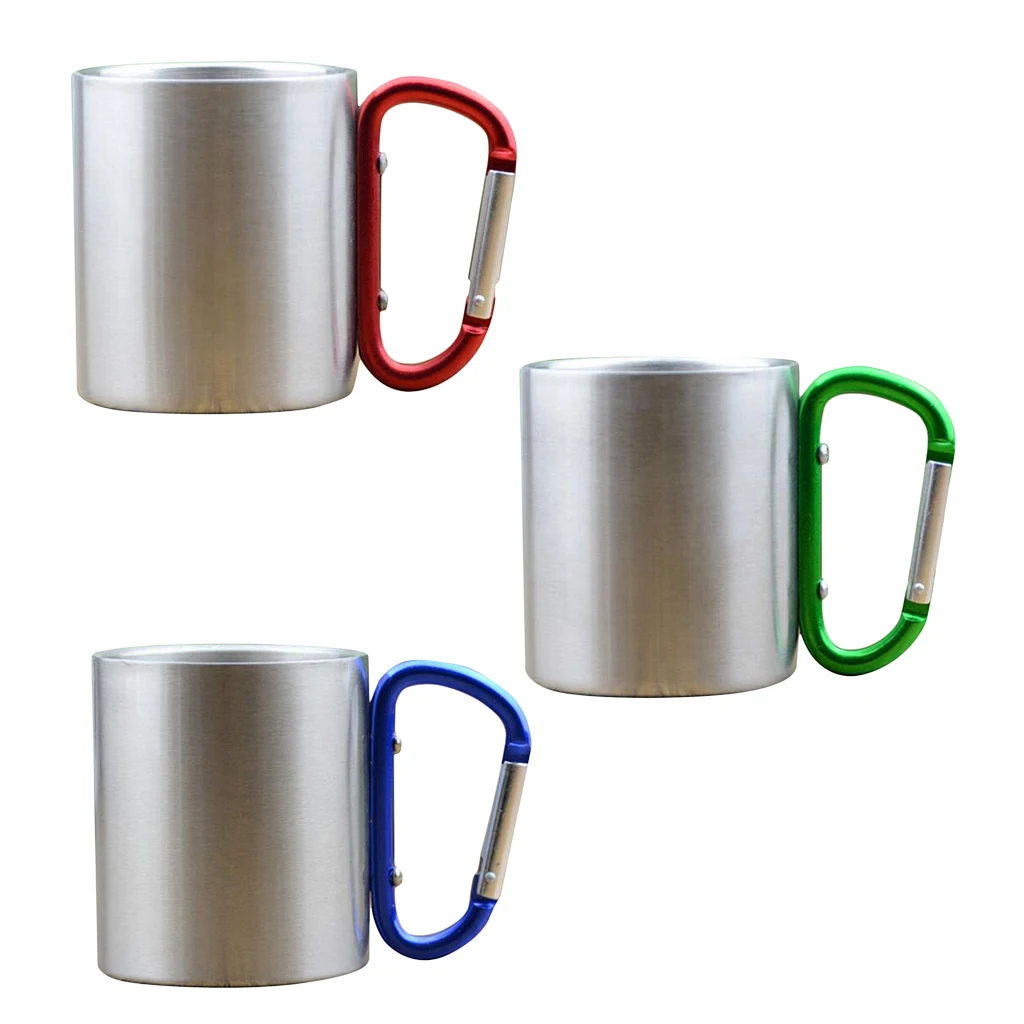 Lightweight Carabiner Mug Stainless Steel Drinking Cup for Camping Hiking Backpacking