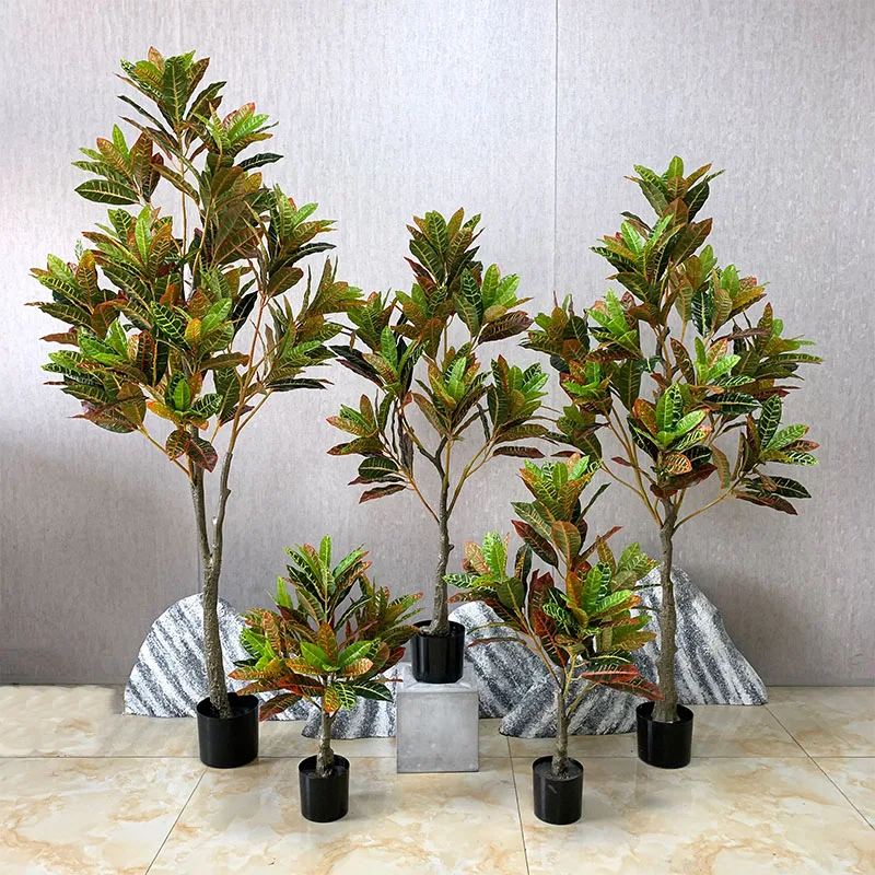 High Quality Garden Croton Tree Home Decoration Pot Wholesale Codiaeum Variegatum Simulation Green Plant
