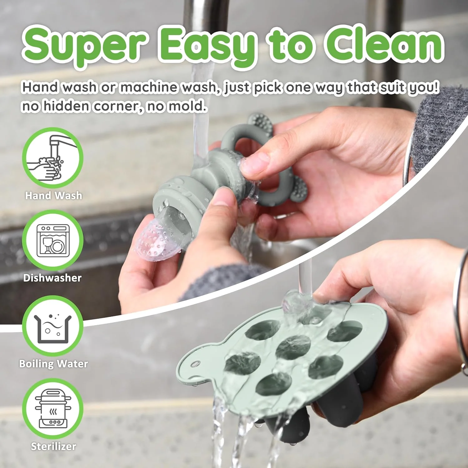 2024 Newest Coming Wholesale Silicone Baby Tray Freezer Pods Silicone  Fruit Food Feeder With Customized Your logo