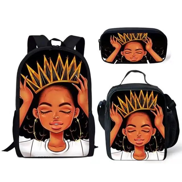 High Quality Popular African American Girls Backpack Primary School Hold Books And Pencil Case Backpack Student Bag