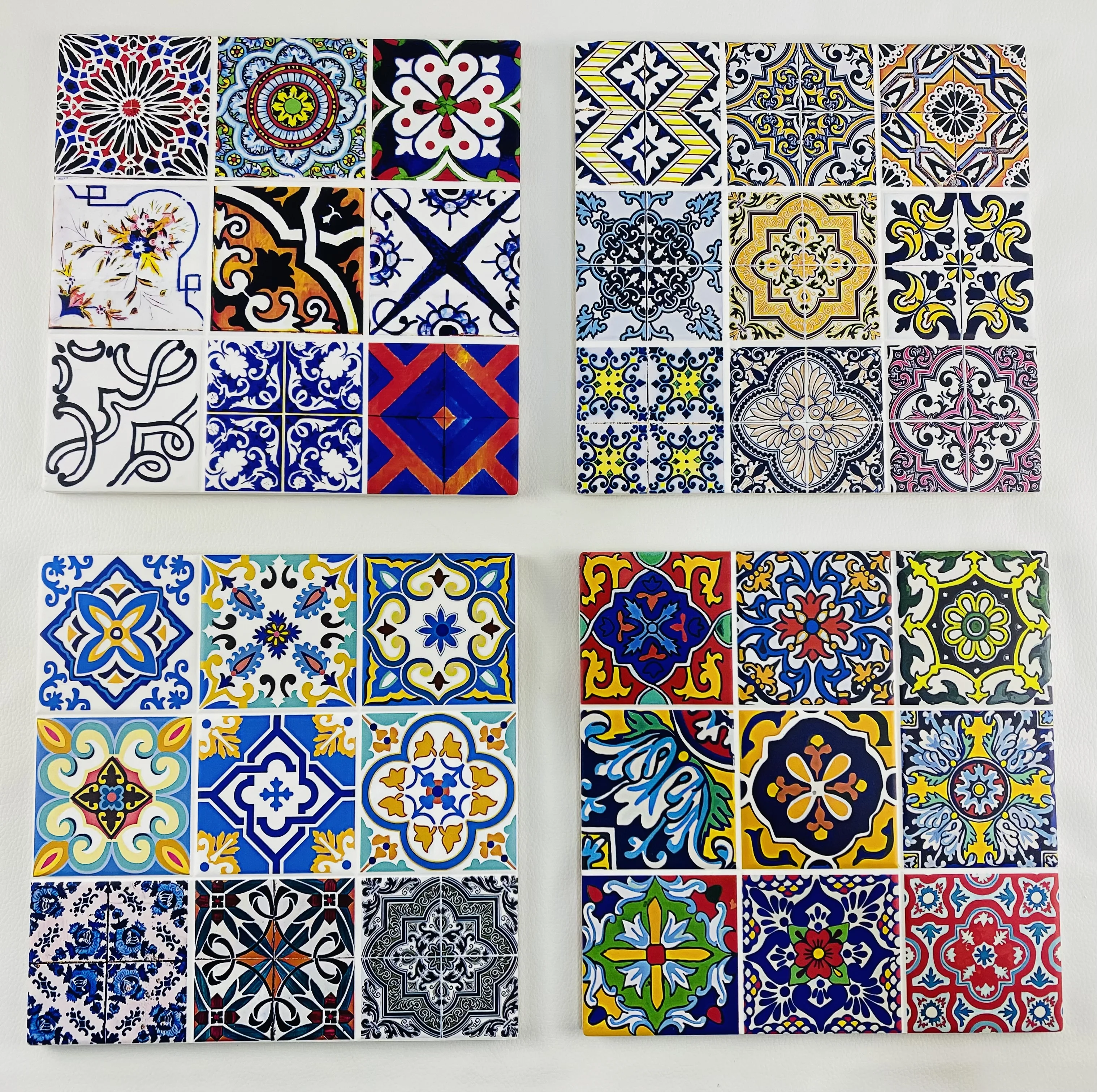 Square non-slip heat resistant custom oem design ceramic trivet coloring placemats dining table hot pot mats&pads for hot dishes