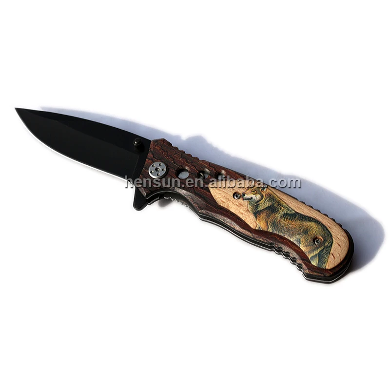  Knives Pocket Wood Wooden Handle Folding Foldable Blade Stainless Steel Knife Survival