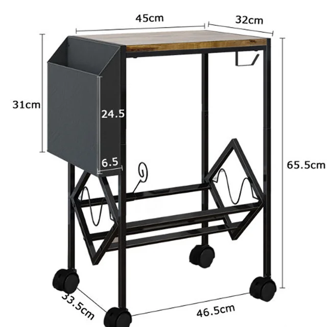2 Tier CD Storage Rack Record Player Table with  Vinyl holder for Living Room with Organizer Pocket and Wheels