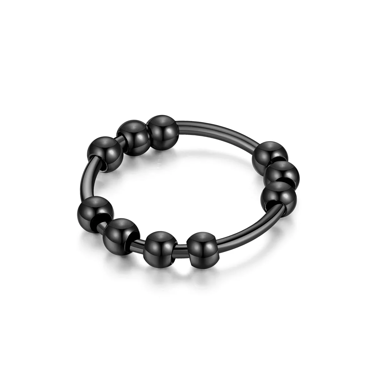 Round Ball Shape Stainless Steel Anti Anxiety Ring for Men and Women Fidget Bead Spinning Stress Anxiety Relief Rings
