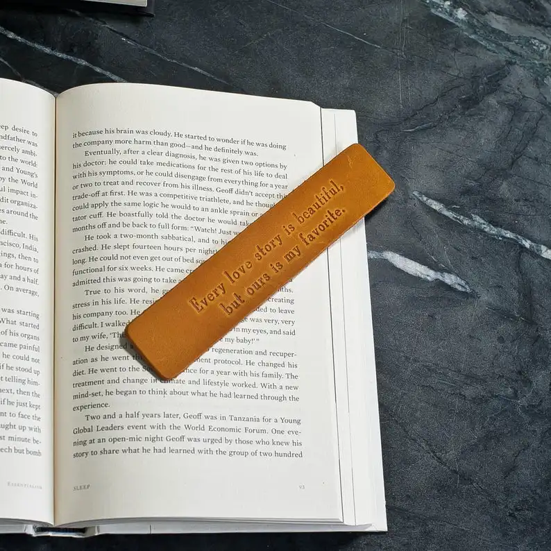 Full Grain Leather Personalized Premium Leather Bookmark Rustic Book Marks with Logo