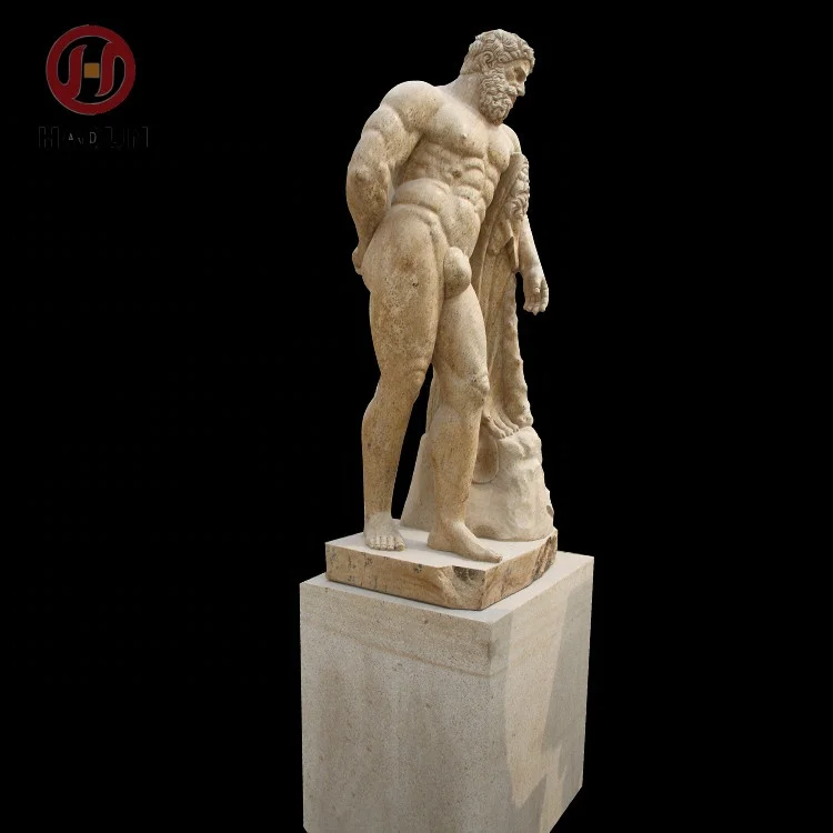Famous Greek Stone Outdoor Naked Man Statue with Snake