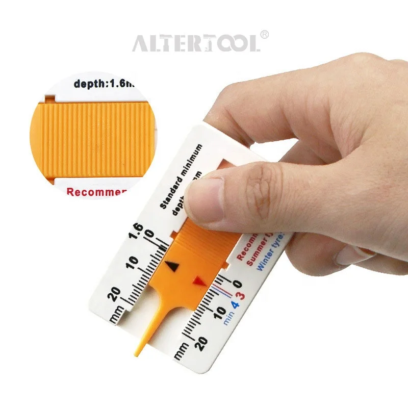 Hot selling Plastic Tire Pattern Ruler 0-20mm Rubber Tire Vernier Depth Caliper Tire Pattern Depth Ruler Portable Measuring Tool