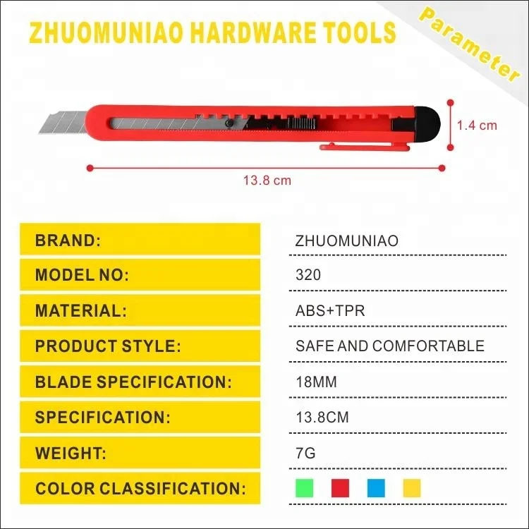 Office Universal Colorful 9mm sharp Craft Box Cutter Art Stationery Wallpaper Cutter Utility Knife