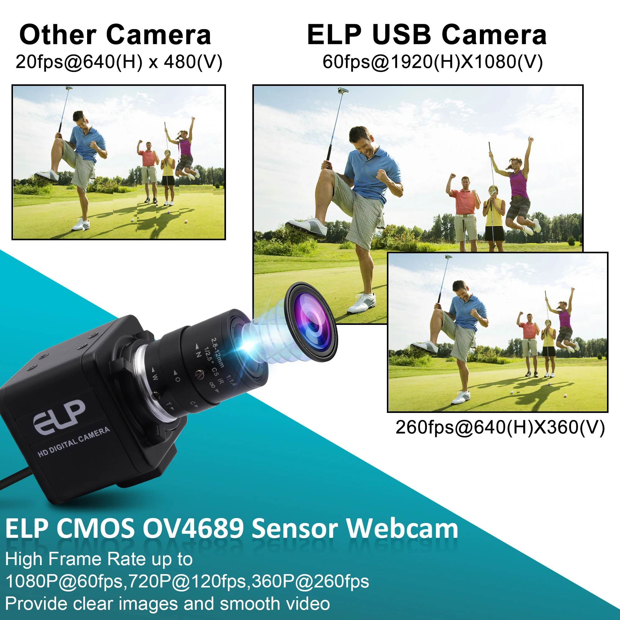Высокоскоростная USB-камера ELP 2MP OV4689 260FPS 640*480 120FPS 1280*720 60FPS с объективом ручным зумом 2 8-12 мм CMOS USB