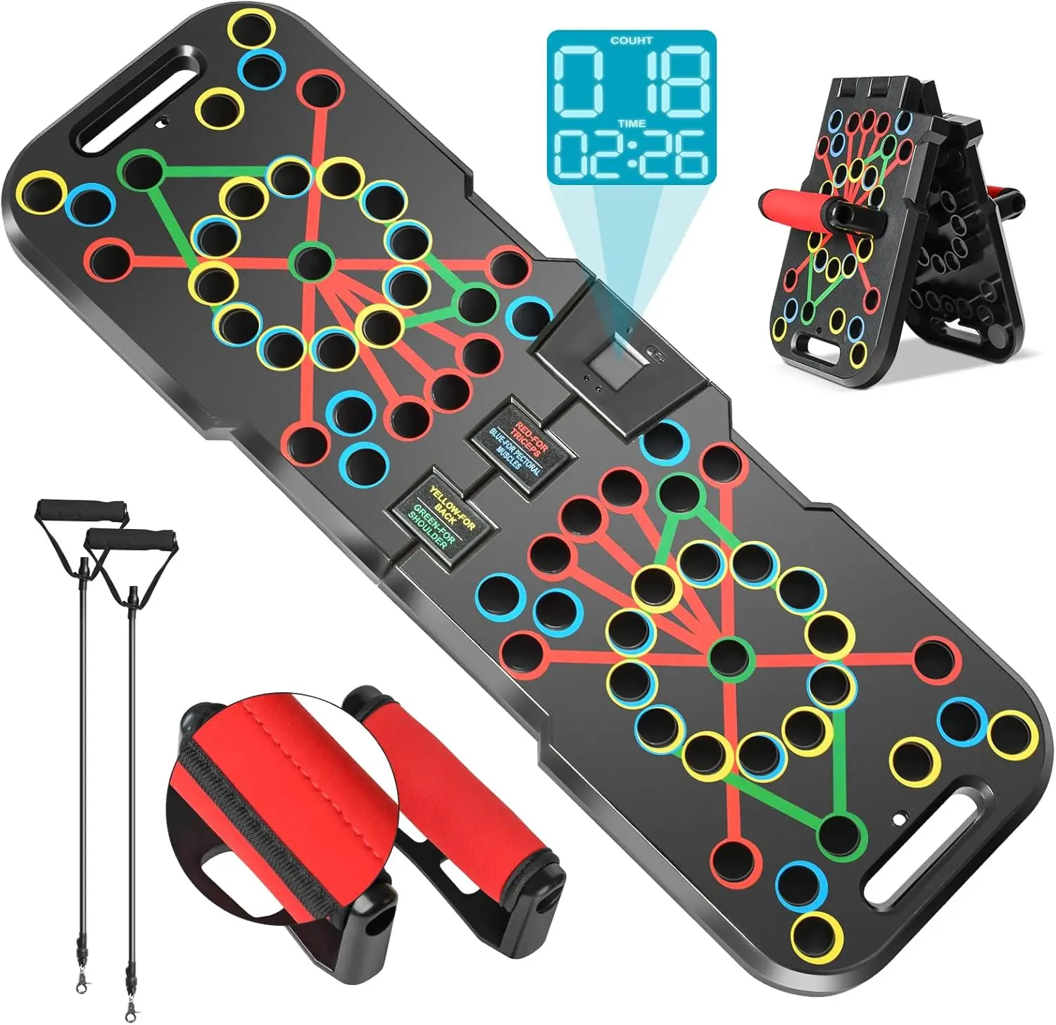 Wellshow Sport Push Up Board with Smart Count Fitness Press Stands Portable Push up bar for Strength Training Home Gym Kit