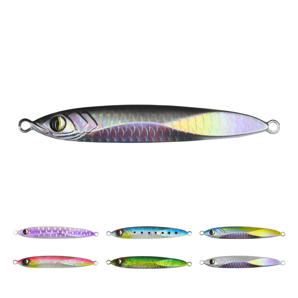 XIANGHE 200g High Quality Metal Jig Fishing Lure Set Fast Sinking Jigging Bait with Double Hooks for Seawater River Lake Fishing