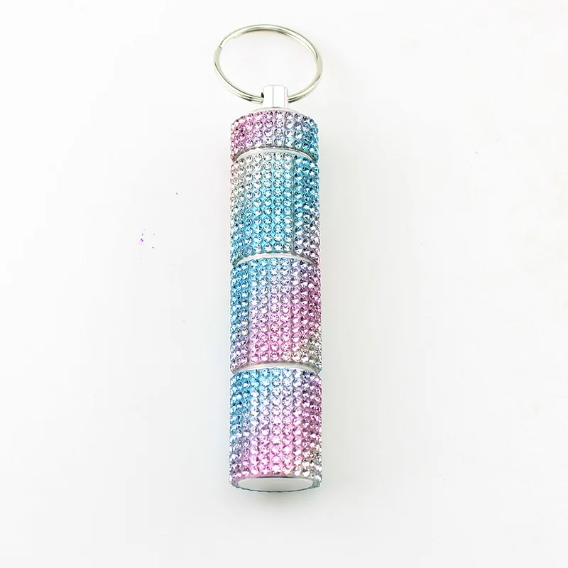 Diamond Travel Pill Organizer  Bling Small Key Chain  Pill Case Portable Medicine Pill Holder Box Keychains For Women