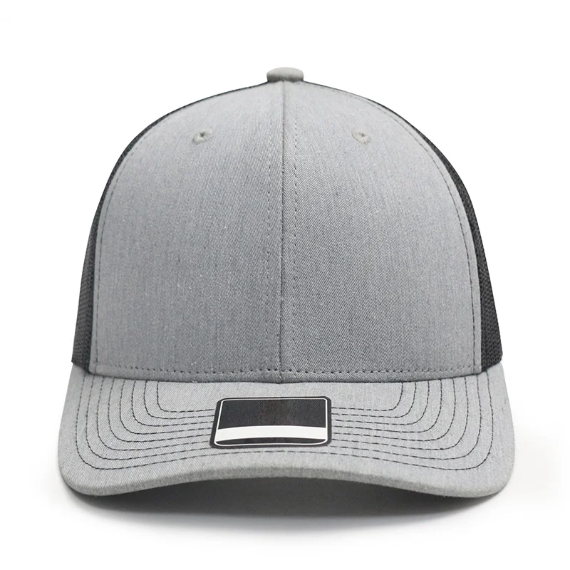 High Quality Two Tone Fabric Trucker Cap Mens Custom All Over Print Embroidered logo Design Mesh 6 Panel Trucker Hat