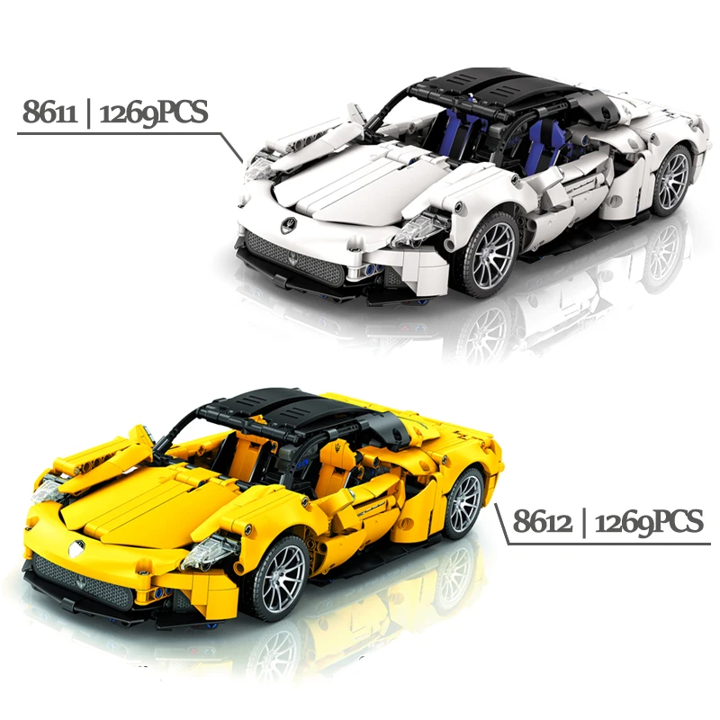 1254+pcs Mechanical Racing Car Building Blocks DIY Set ABS Plastic Bricks Children Toys 8600