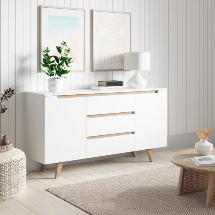 Белый Скандинавский современный деревянный буфетный шкаф с Дубовыми ножками