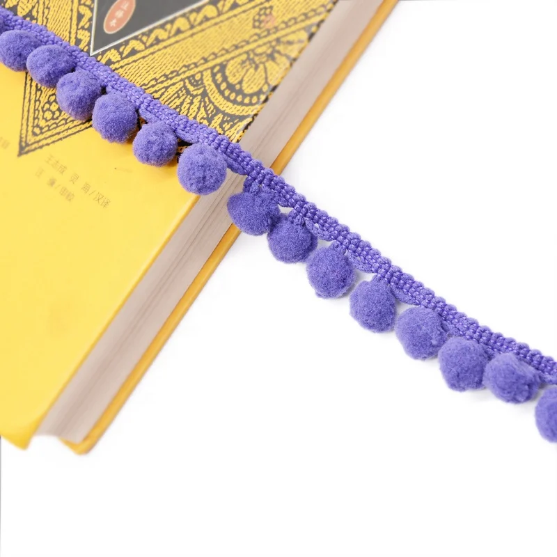 Wholesale Bulk Purple Ball Pom Fringe Crochet Pom Pom Lace Trims For Clothes Hat Crafts Decoration