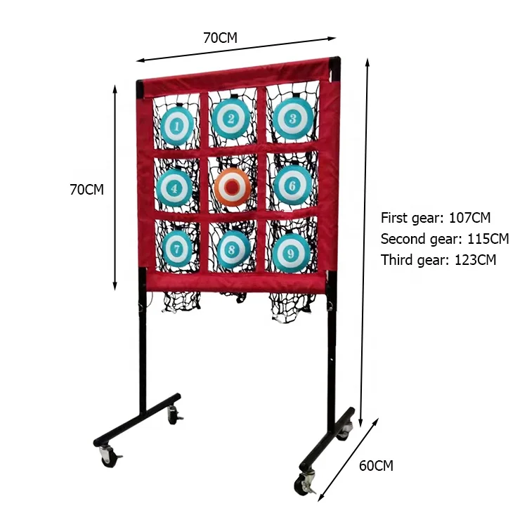 Height Adjustable Mobile With Wheel Hitting Batting 9-Hole Baseball And Softball Practice Net