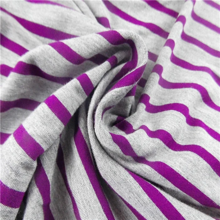 Soft hand feel organic Bamboo jersey yarn dyed knit fabric 95%Bamboo 5%Spandex 210 GSM for clothes