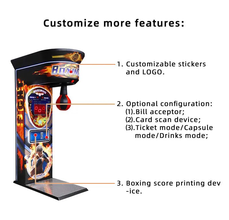 Riteng Hot Sale Coin Operated Sports Punching Bag Arcade Games Punch Boxing Game Machine For Game Center