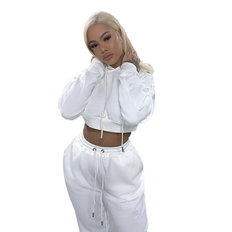 Large size European and American fleece casual hoodie suit 2 Piece Set Hoodie