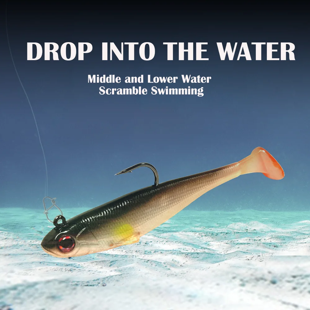 THORFORCE 90mm 12g Sinking Paddle Tail Realistic Shad Swimbait Jig Head Soft Vibrate Bait Bass Soft Fishing Lure