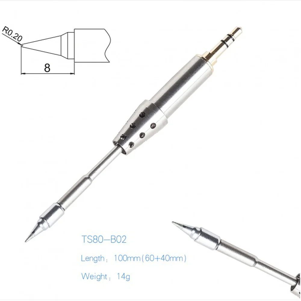  Наконечник паяльника TS B02 TS80/TS80P сменная насадка для бессвинцовая керамическая БЫСТРОРАЗЪЕМНАЯ нагревательная сердцевина