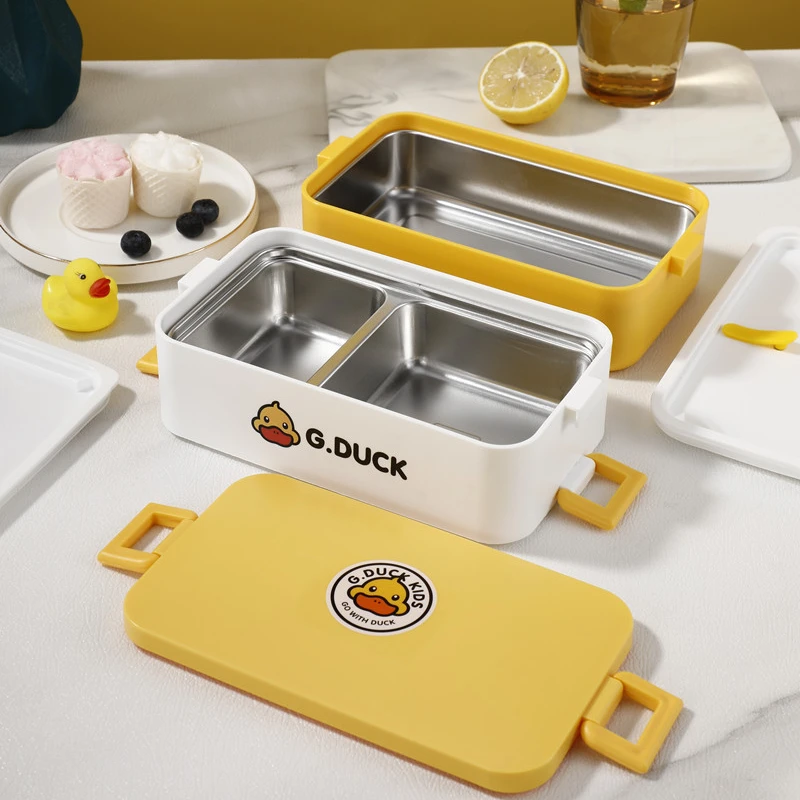 Kids bento box custom logo stackable insulated 2 layer thermal tiffin stainless lunch box