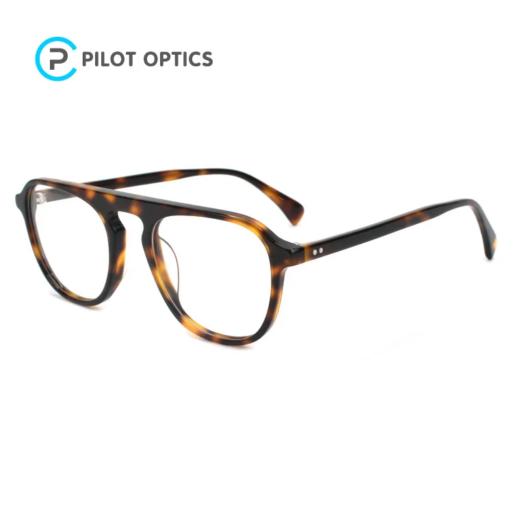 Best Selling Vintage Handmade Acetate Aviation Ready Goods Eyeglasses Frames Transparent With Clear Lenses Eyewear