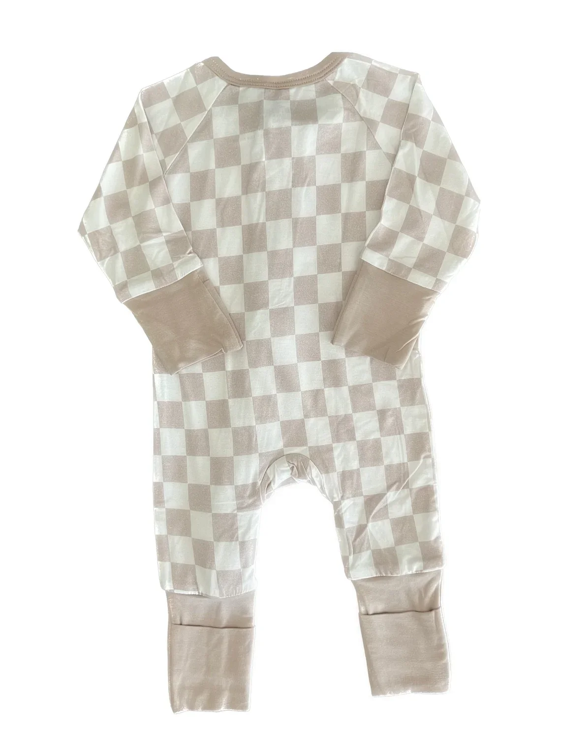 Babies and Toddlers Convertible Romper Checker Bamboo Zipper Footie Pajama