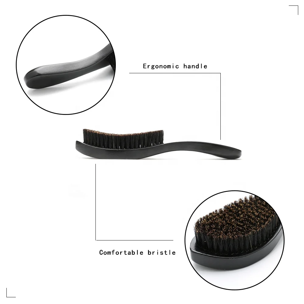 Wholesale 100%  boar bristle 360 curved hard custom hair wave brush man beard brush