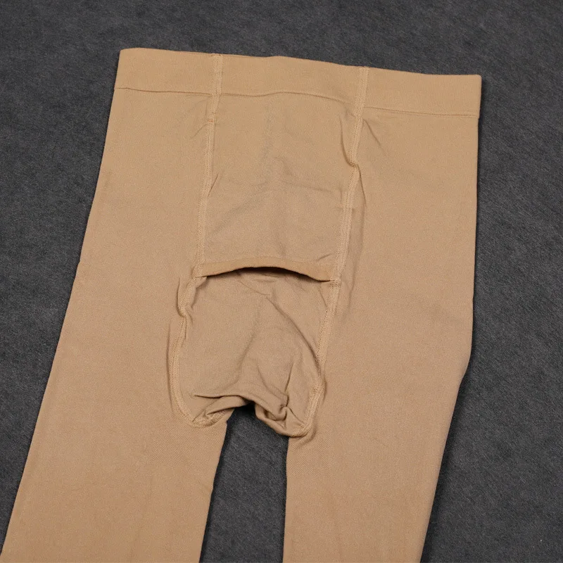 200D Velvet Compression Long Pants Closed Toe Support Opaque Man Body Stocking Tights Autumn Sheer to Waist Pantyhose for Men