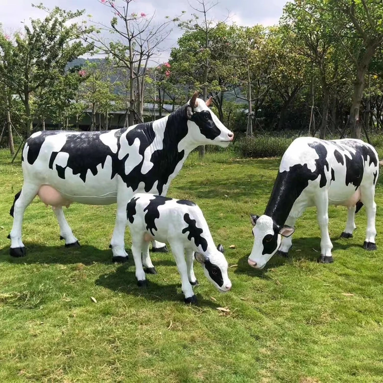 Large Fiberglass milk cow Statue Animal Resin Figures painting Sculpture bull sculpture outdoor dairy cattle decorative ornament