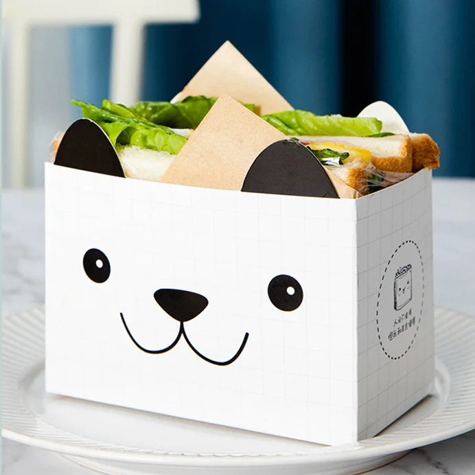 Custom Paperboard Tray Takeaway Sandwich Wrapper Paper Burger Container Box