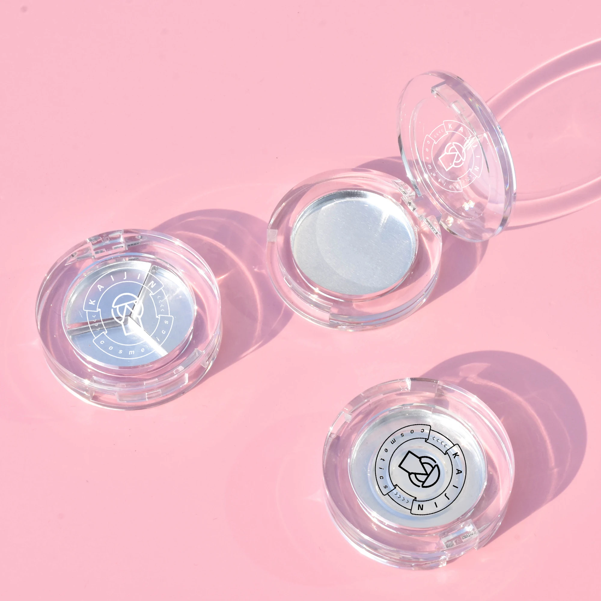 Round Mini High Transparent Highlighter Powder  Eyeshadow Box Round Blush Packaging Empty Compact Powder Case with tin pans