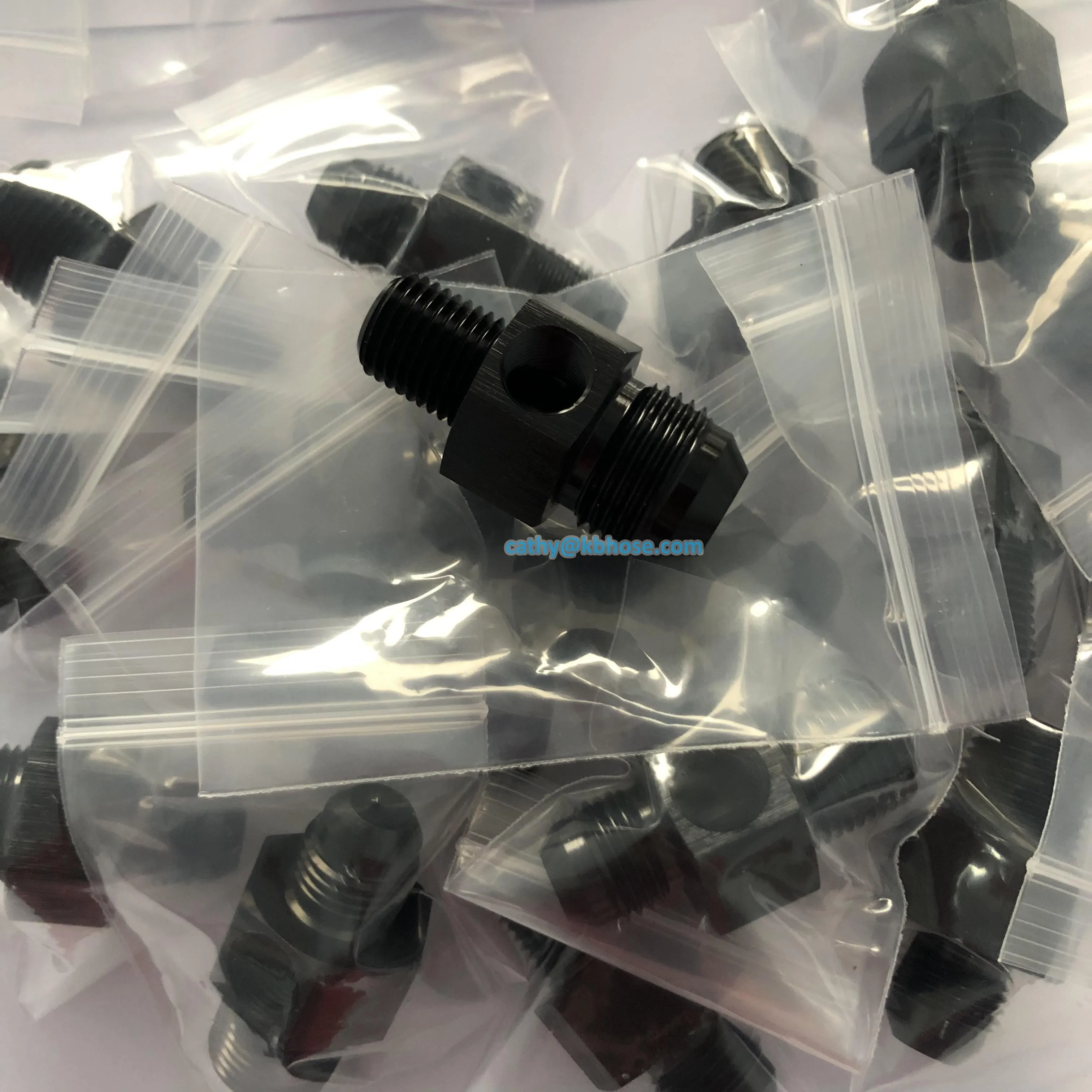 Aluminum Black 6AN AN6 Male Flare to 3/8 NPT Fuel Pressure Gauge Take off Fitting Adapter with 1/8 NPT Side Port