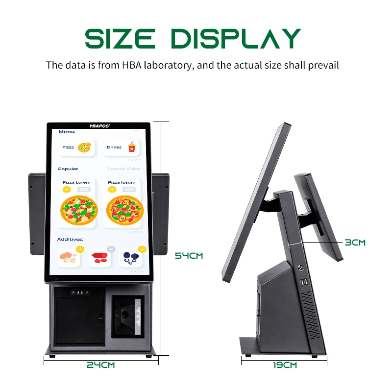 15.6 inch capacitive touch screen pos terminal win 10 pos double screen pos system