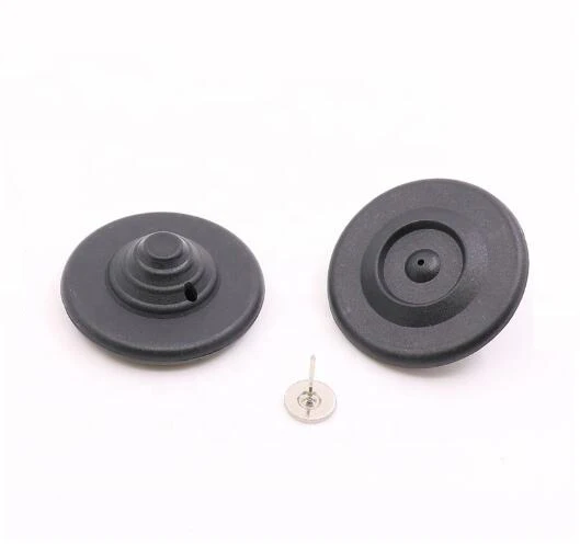 Alarming EAS round Security Hard Tag R50 RF Magnetic Clothing Security for Shopping Mall Made of ABS Material