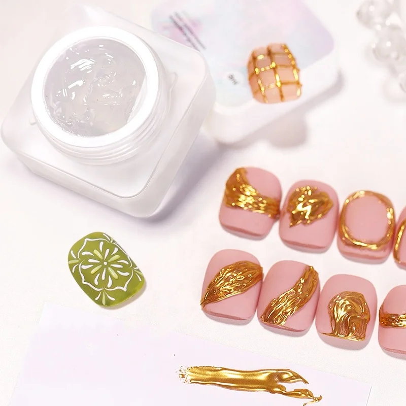 Custom logo Nail Magic Mirror Powder Styling Gel rhinestones decoration gel glue 3D Solid Clay for Nails