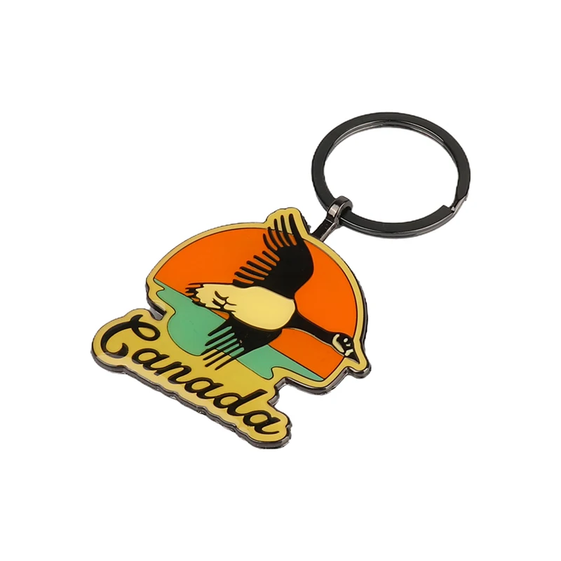 Factory Direct Custom Metal Keychain Coin Holder with Animal Theme-Bear Bird Penguin Durable Metal Hardware Keychain
