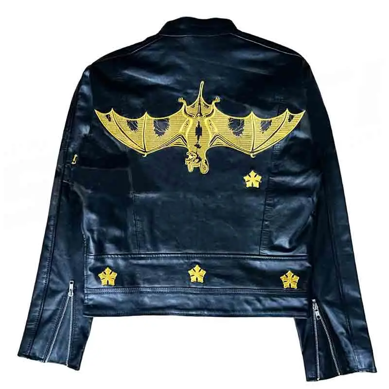 Custom Motorcycle Cropped Jacket Embroidery Print Zip Up Streetwear Motorbike Leather Jacket Men