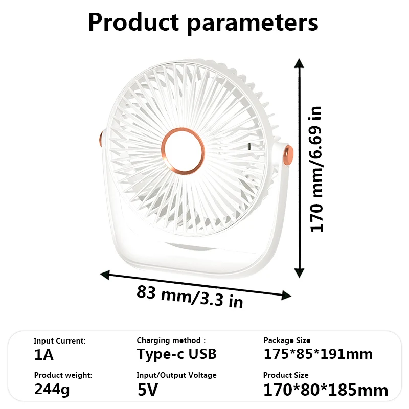 Home Hot Selling USB Rechargeable 1200 HP Home Kitchen Degreasing Electric Portable Mini Rotary Floor Fan
