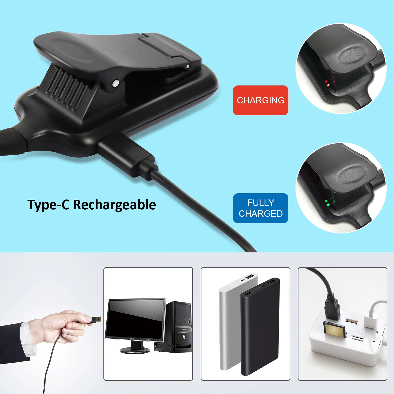 LED Book Light Clip Reading Light Flexible Study USB Rechargeable Book Light for Reading in Bed Adjustable Night Lamp