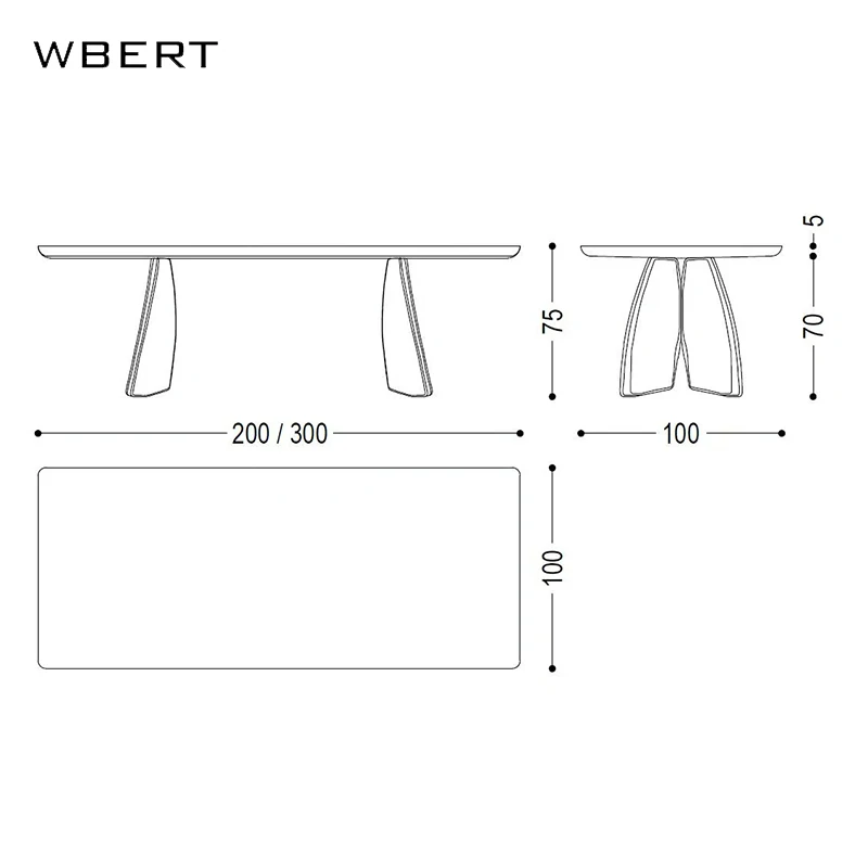 WBERT Nordic Style Solid Wood Long  for Kitchen Hotel Apartment Living Room Homestay Rectangular Dining Table