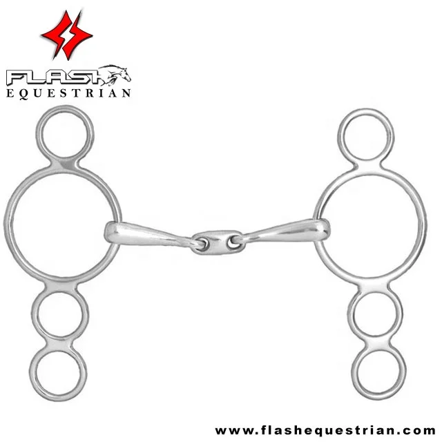 Custom Made JP Kor Steel Blue Steel Jointed 3 Ring Dutch Gag Bit Stainless Steel Western Dutch Gag Bit German Sier Horse Bits
