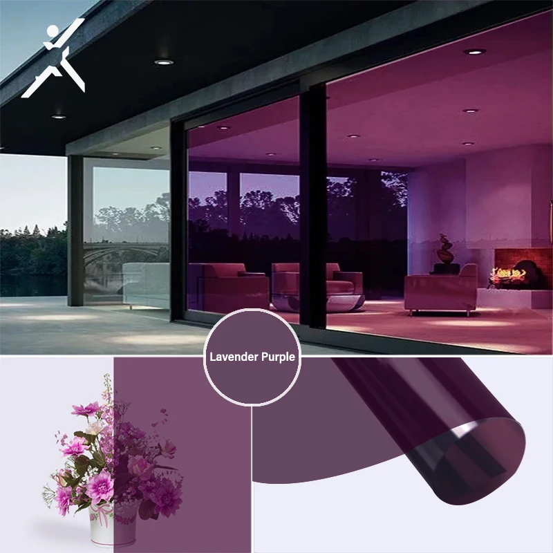 High quality 1.52*30m PET Building Decorative Colored Mirror Window Glass Film Lavender Purple