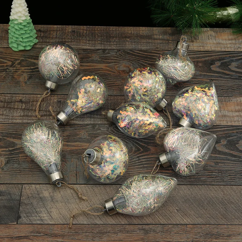 wholesale 2022 new LED transparent Christmas ball Christmas tree hang ornament luminous double-pointed ball