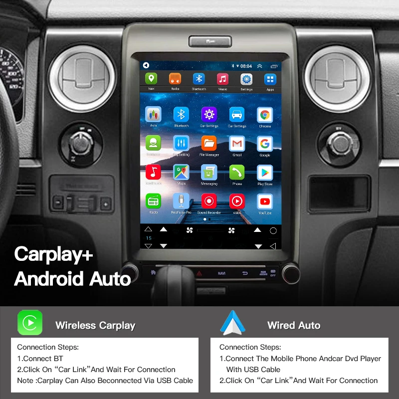 Car Radio For Ford F150 2013-2015 Tesla Vertical Screen Carplay Navigator Multimedia Video Player Stereo Auto GPS Navigation BT
