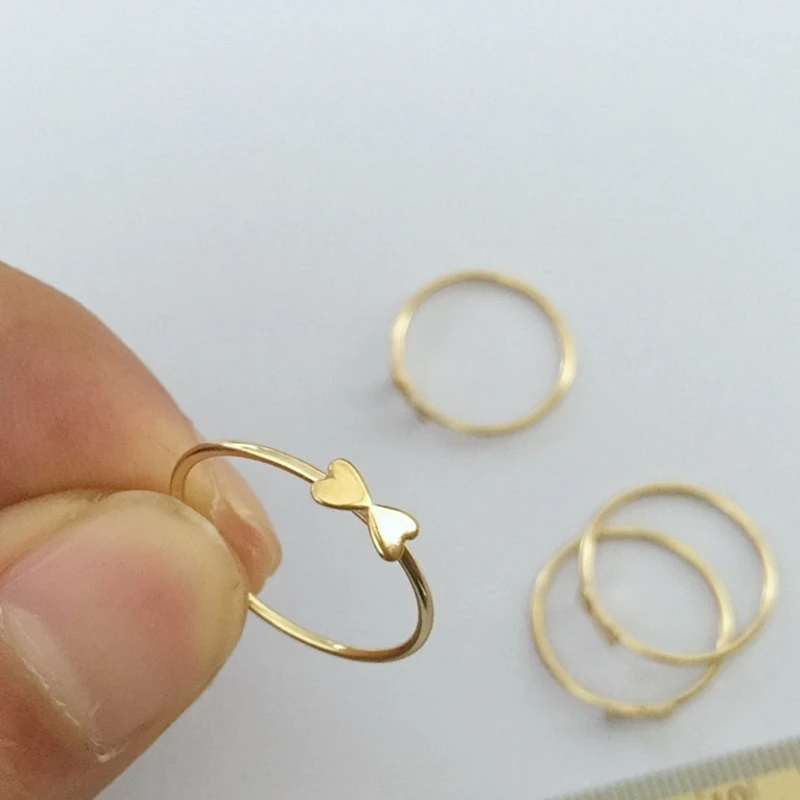 Fashion 14K Gold Filled Two Hearts Bowtie Stacking Rings for Jewelry Girls Women