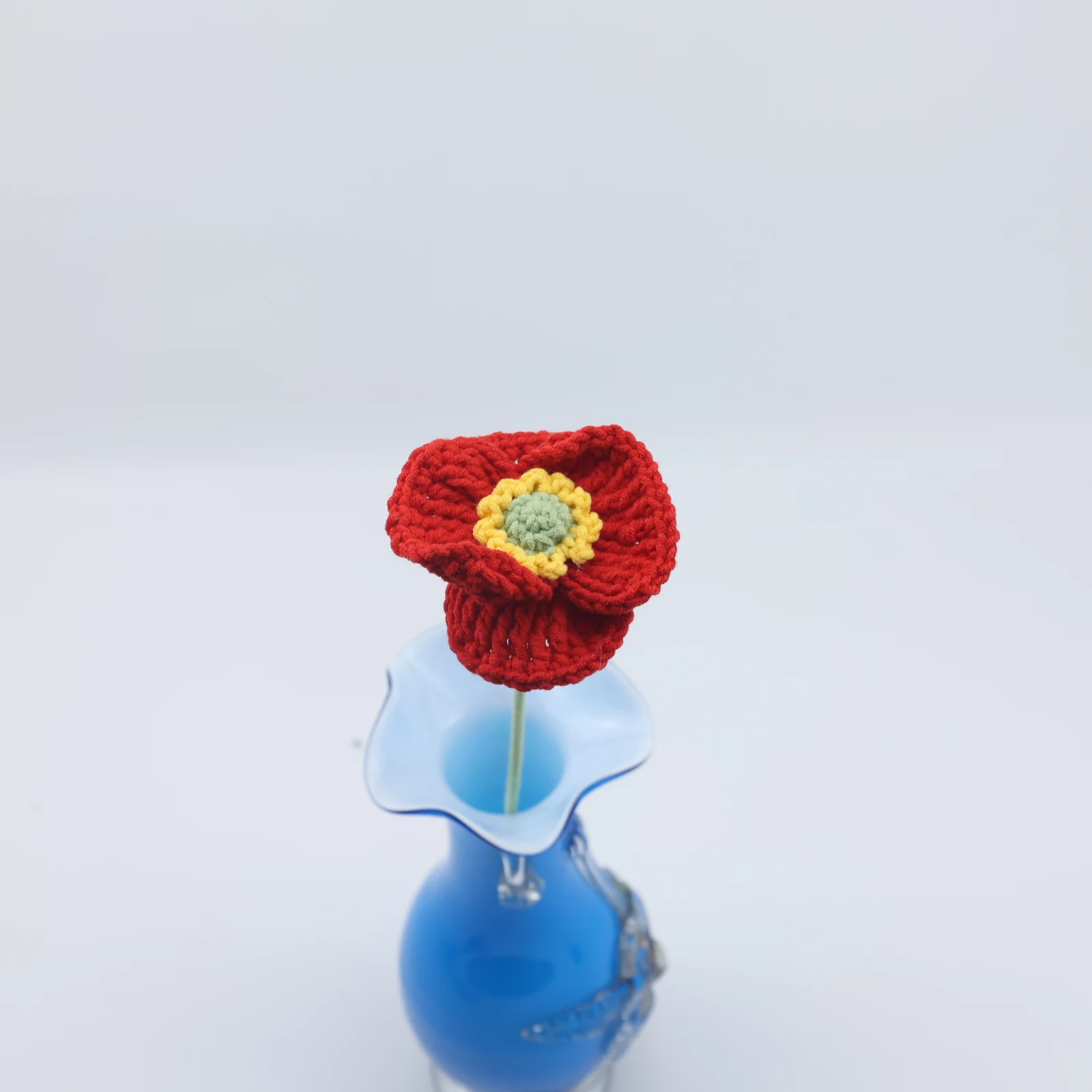 Wholesale 1pcs Finished  Hand-Kintted Corn Poppy Flower festival Gift, Artificial Crochet Handmade Crochet Milk Cotton Bouquet