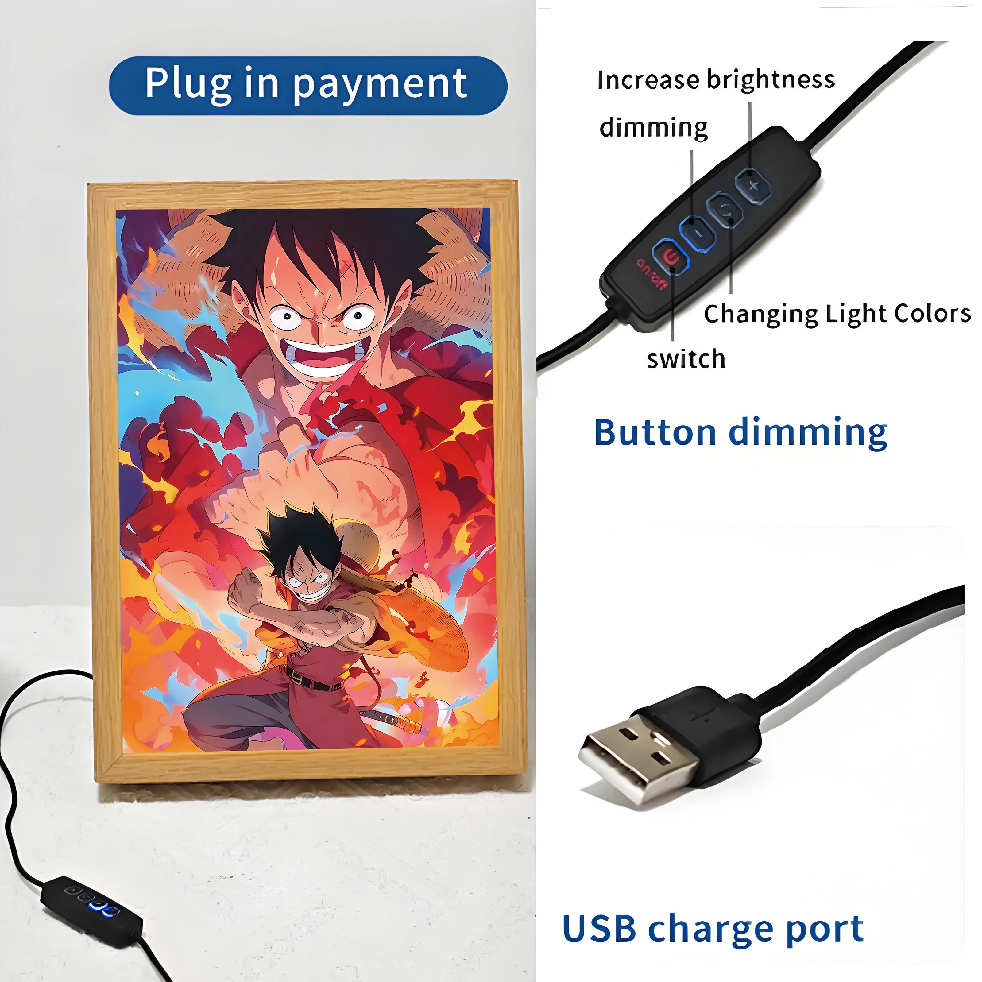 Anime Luffy Home Decoration Manga Design Lighting Photo Frame